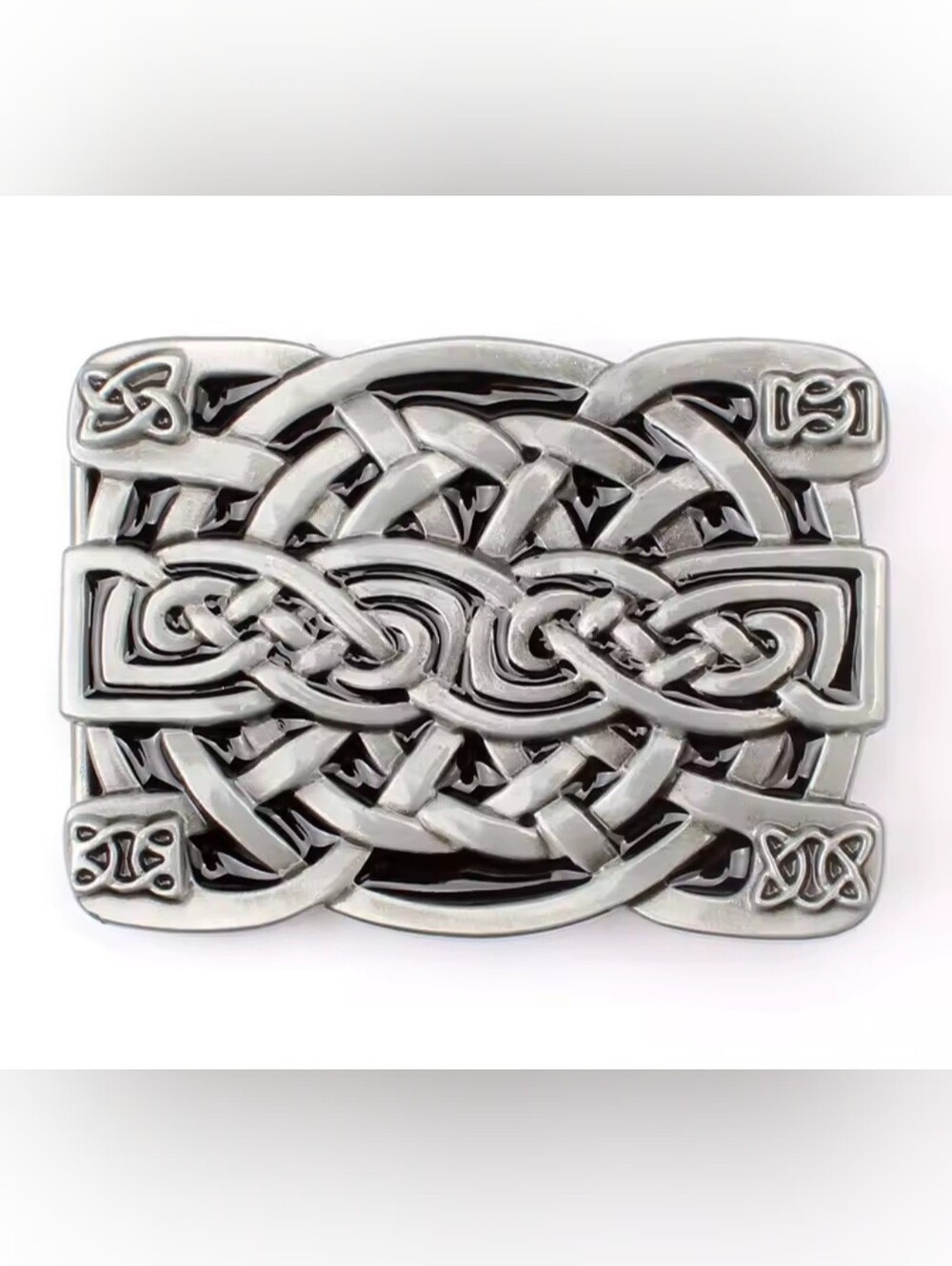 New Silver & Black Celtic Knot Irish Trinity Belt Buckle